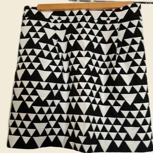 J Crew Triangle Jacquard Mini Skirt Black White With Pockets Size 2